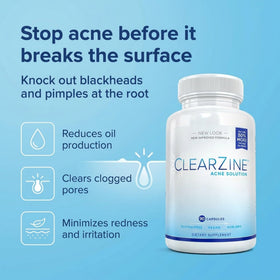 ClearZine Complément Alimentaire Anti-Acné 90 Capsules à côté d'autres produits