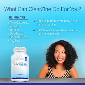 ClearZine Complément Alimentaire Anti-Acné 90 Capsules avec étiquette