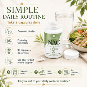 Clenoriko NAC 1200mg capsules avec détails nutritionnels