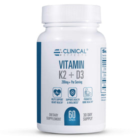 Clinical Effects K2 + D3 complément alimentaire 60 capsules vue de l'avant