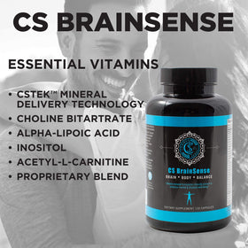 Close-up des capsules BrainSense dans le flacon