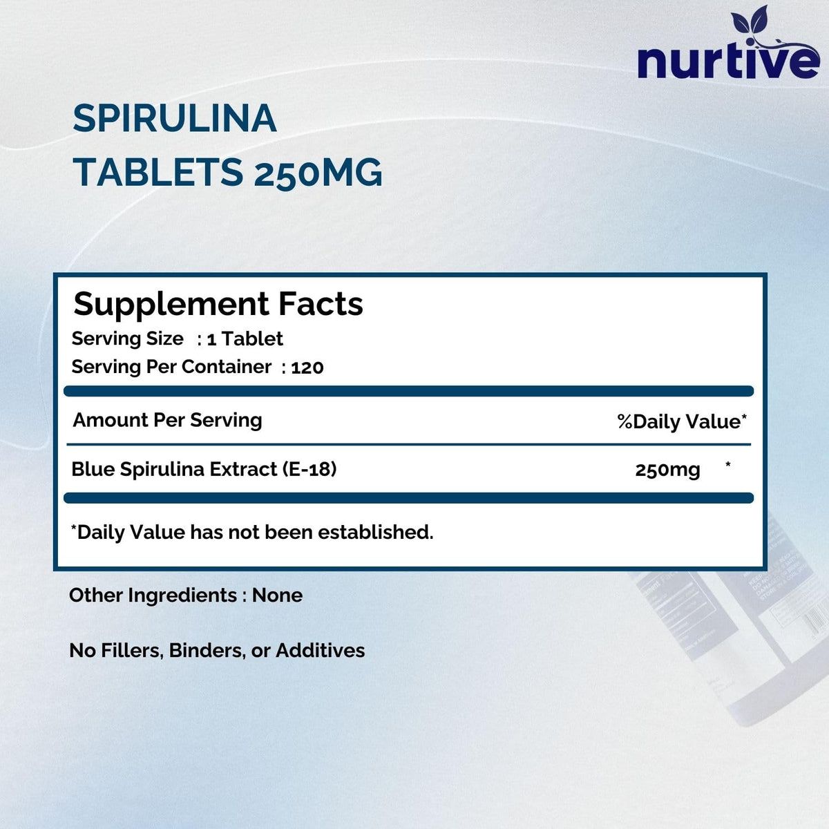 Close-up des tablettes NURTIVE Spiruline Bleue