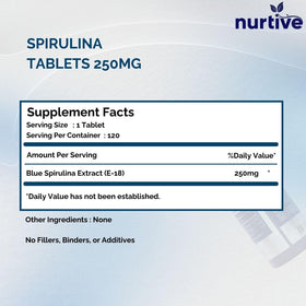 Close-up des tablettes NURTIVE Spiruline Bleue