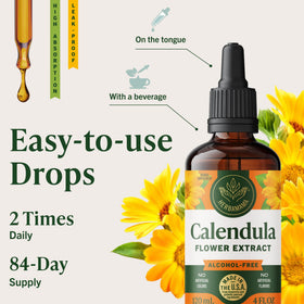 Close-up du compte-gouttes de la teinture de Calendula HERBAMAMA
