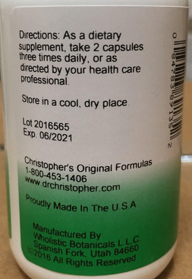 Close-up of Christopher's Prostate Plus capsules