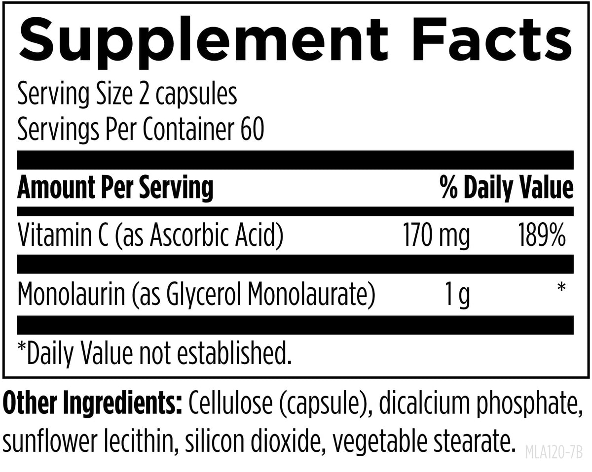 Close-up of Designs for Health Monolaurin-Avail capsules
