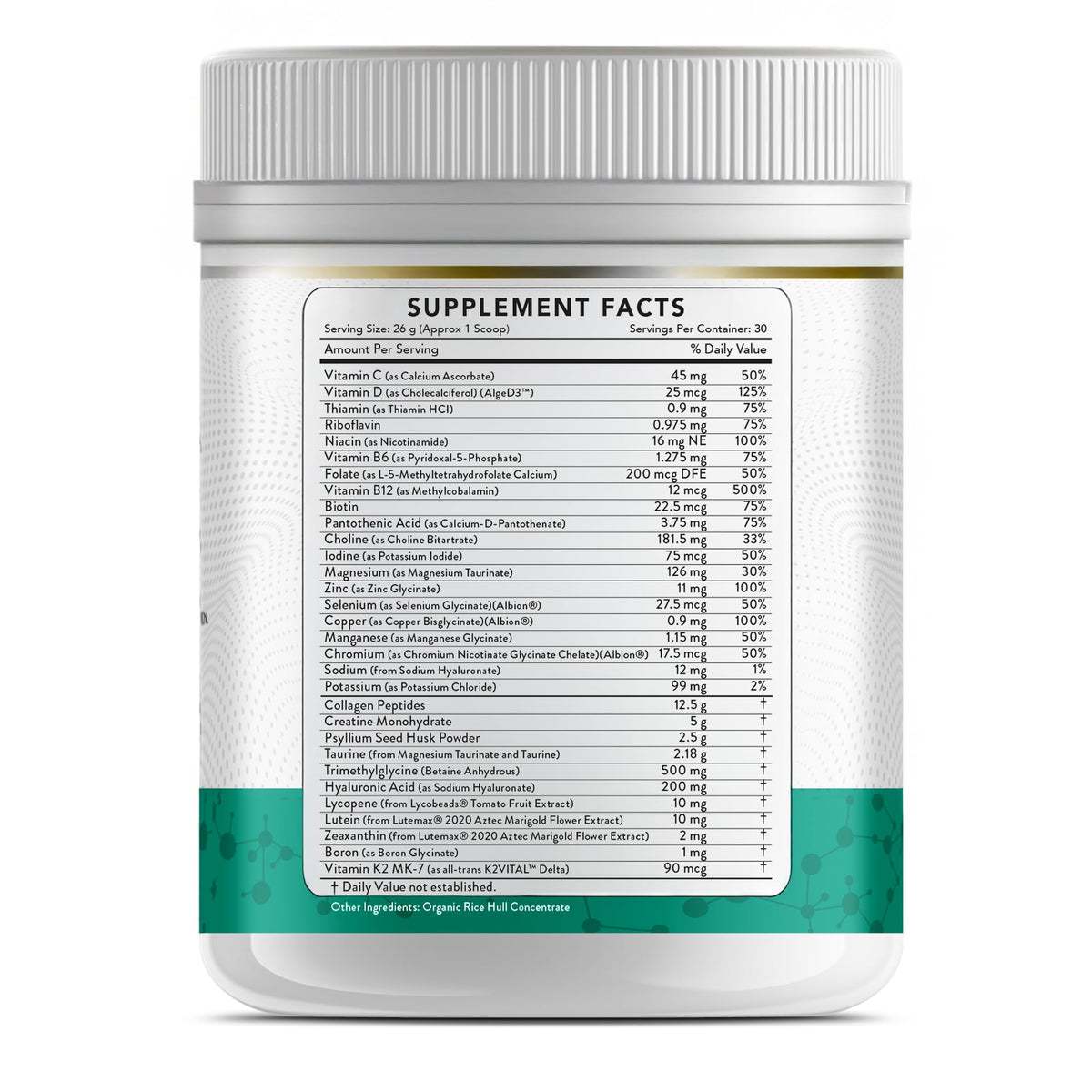 Close-up of Dr Brad Stanfield multivitamin ingredients list