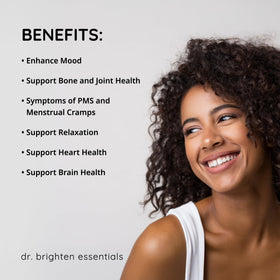 Close-up of Dr. Brighten Magnesium Plus capsules