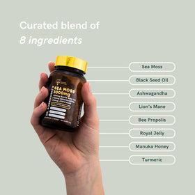 Close-up of Dr Sosnowski's BioActive Sea Moss ingredients