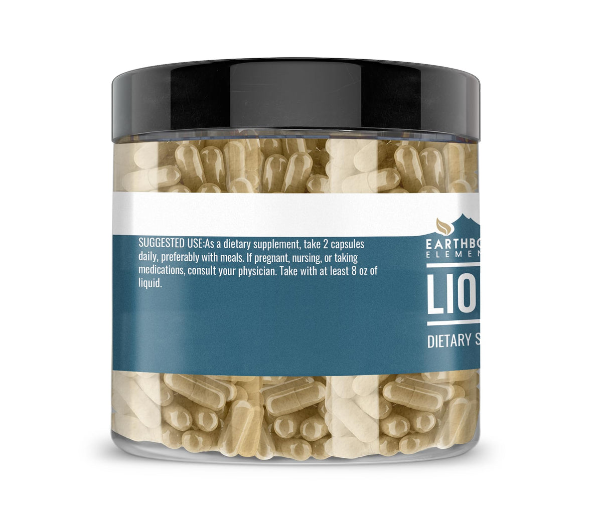 Close-up of Earthborn Elements Lion’s Mane capsules