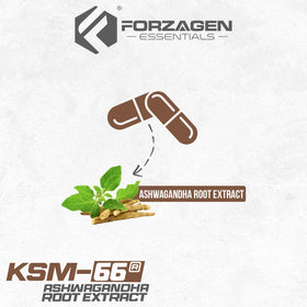 Close-up of Forzagen KSM-66 Ashwagandha capsules