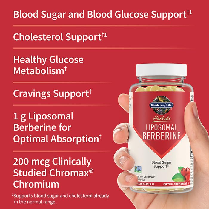 Close-up of Garden of Life Liposomal Berberine capsules