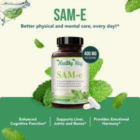Close-up of HealthyWayRx SAM-e 400mg capsule