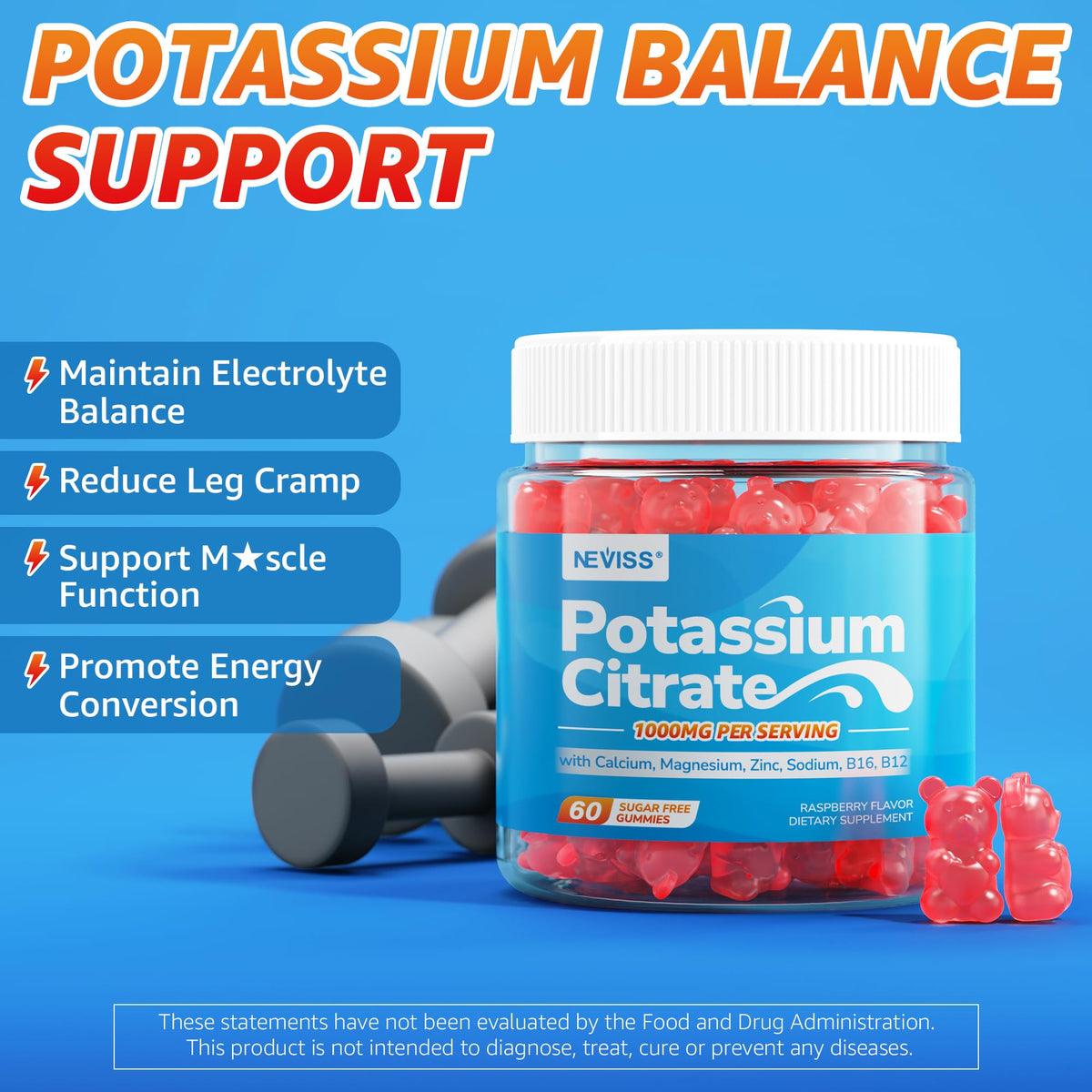 Close-up of NEVISS Potassium Citrate gummies