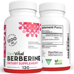 Close-up of Plantvital Berberine capsules
