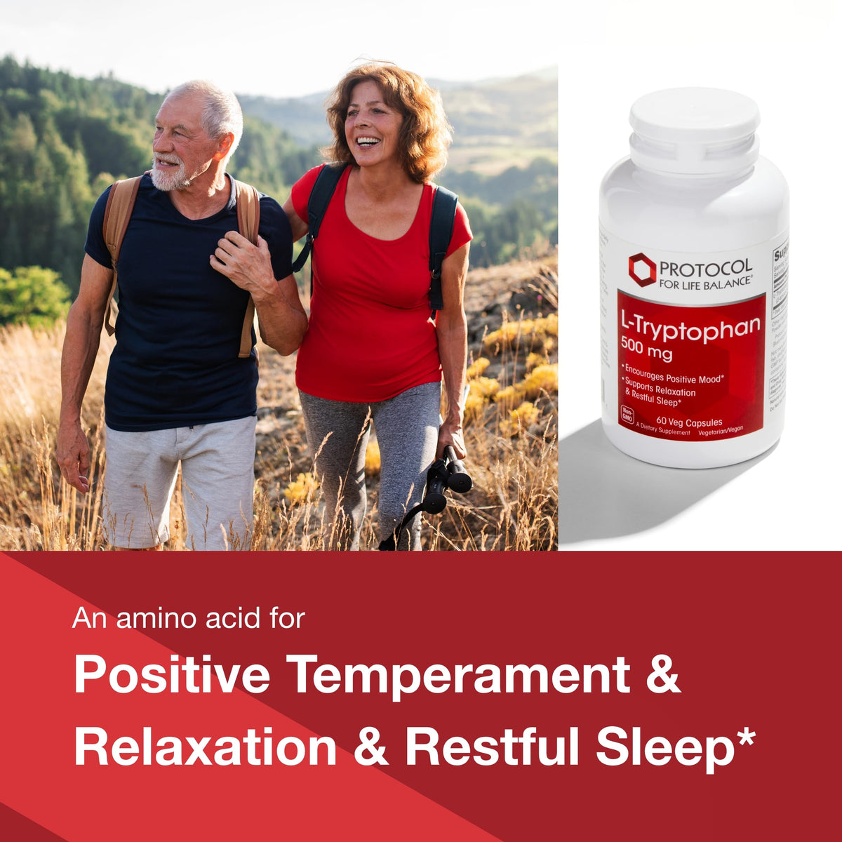 Close-up of PROTOCOL FOR LIFE BALANCE L-Tryptophan 500mg capsules