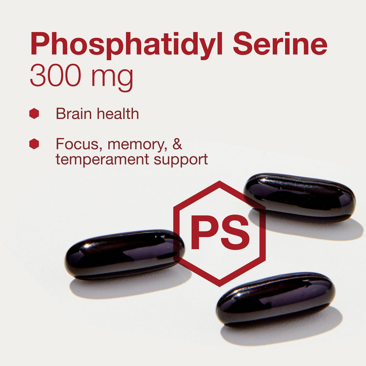 Close up of PROTOCOL FOR LIFE BALANCE Phosphatidylserine 300 mg softgels