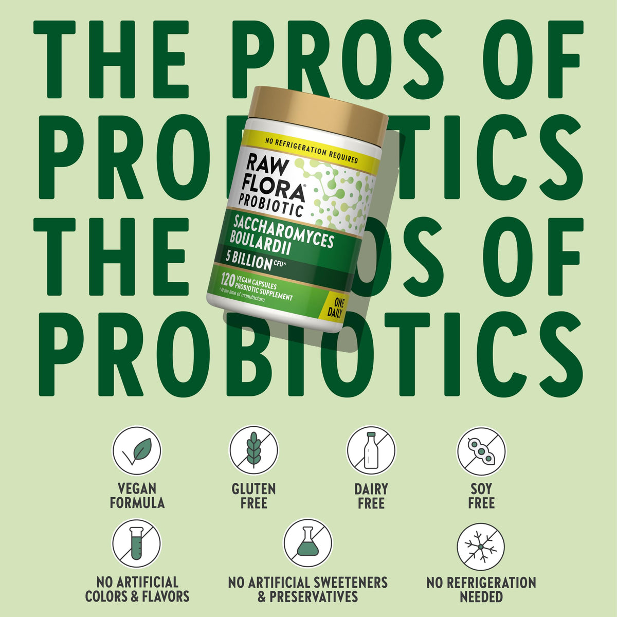 Close-up of Raw Flora Probiotiques Saccharomyces Boulardii 250 mg capsule