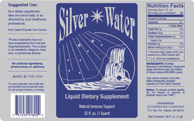 Close-up of Silver Water bottle showing 99.999% pure silver label