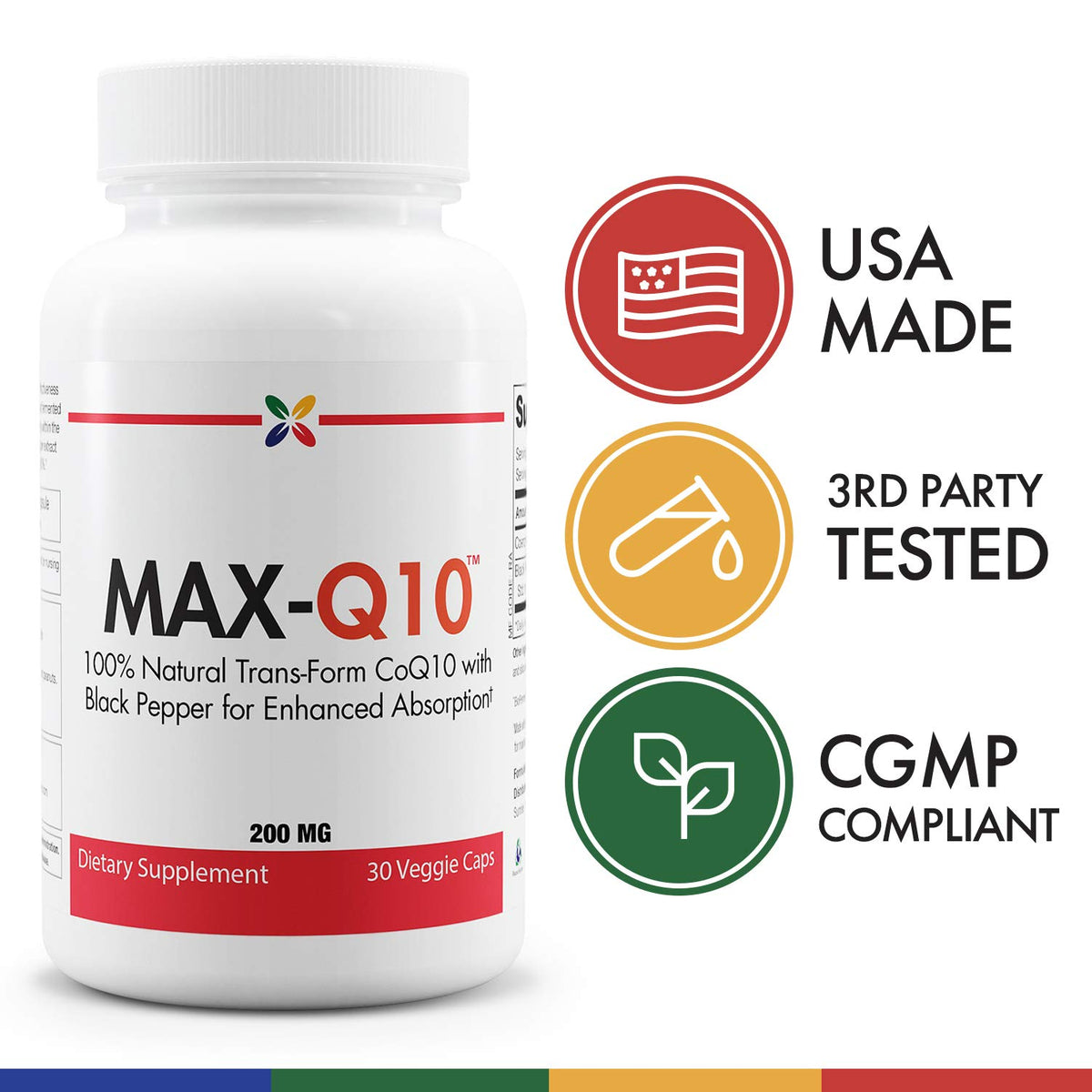 Close-up of Stop Aging Now CoQ10 200 mg capsules