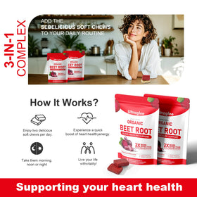 Close-up of Ultraglee Beetsroot Heart Chews gummy texture