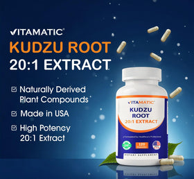 Close-up of Vitamatic Kudzu Root capsule