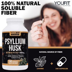 Close-up of YouFit Nutrition Psyllium capsules