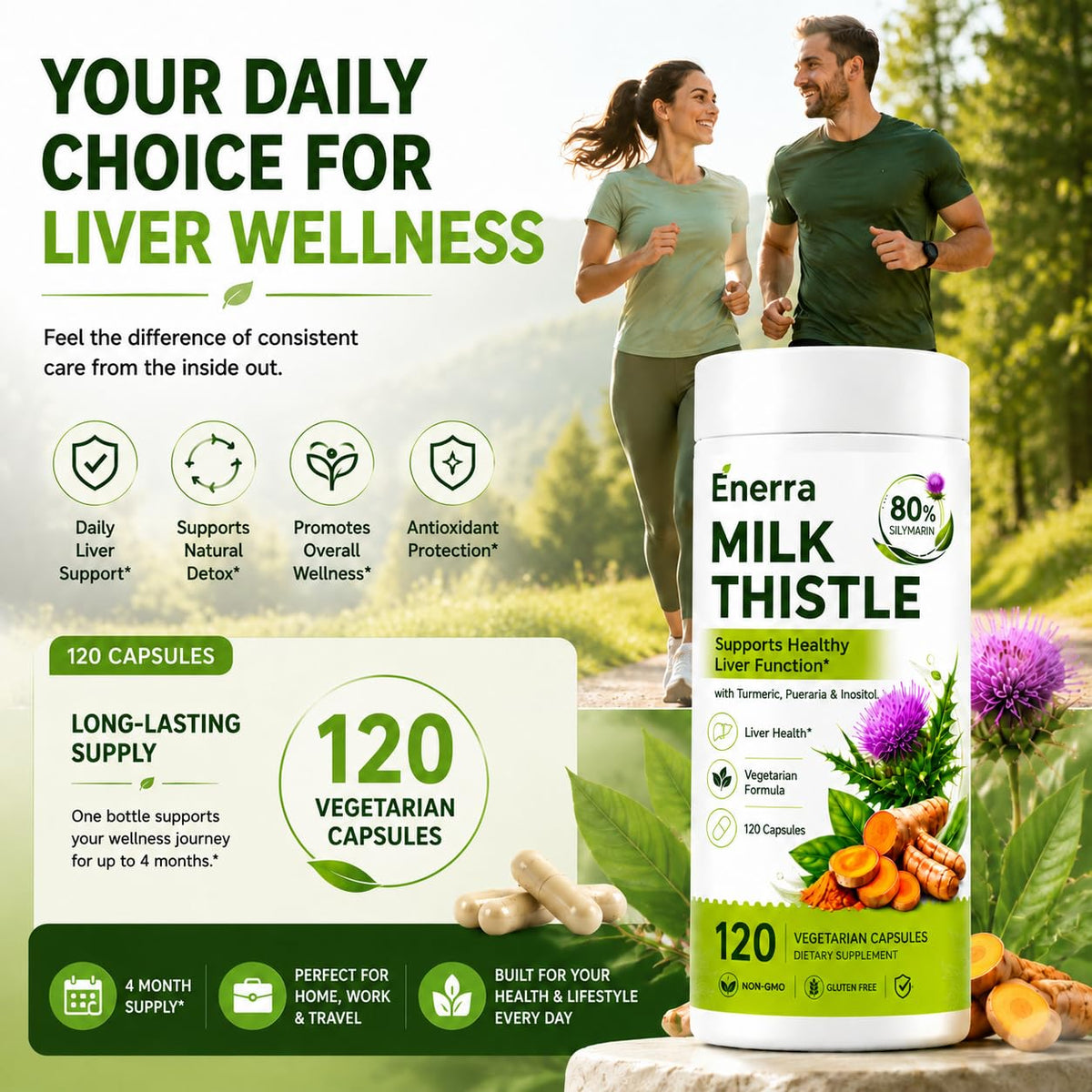 Clover Collagen Enerra Chardon-Marie bouteille et capsules