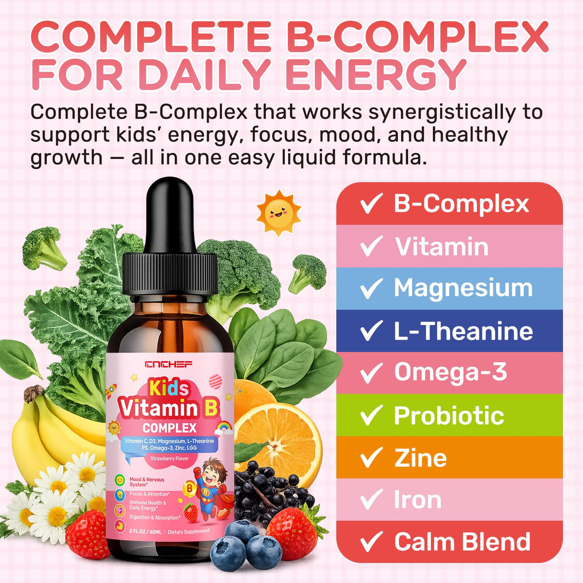 CNCHEF B Complex Enfants 120 ml flacon sur fond blanc