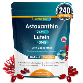 CNCHEF Complément Alimentaire 18-en-1 Astaxanthine 24mg et Lutéine 40mg, sachet avant