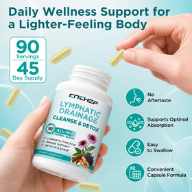 CNCHEF Complément Drainage Lymphatique 90 Capsules avec verre d'eau