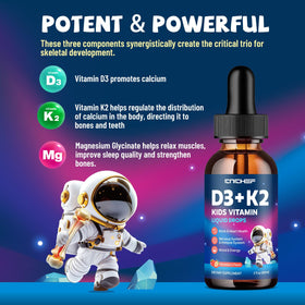 CNCHEF Gouttes de Vitamine D3 K2 pour Enfants 60ml étiquette