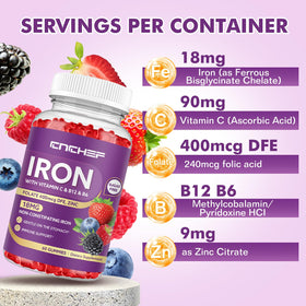 CNCHEF Gummies Fer 60 gélifiés avec détails des ingrédients