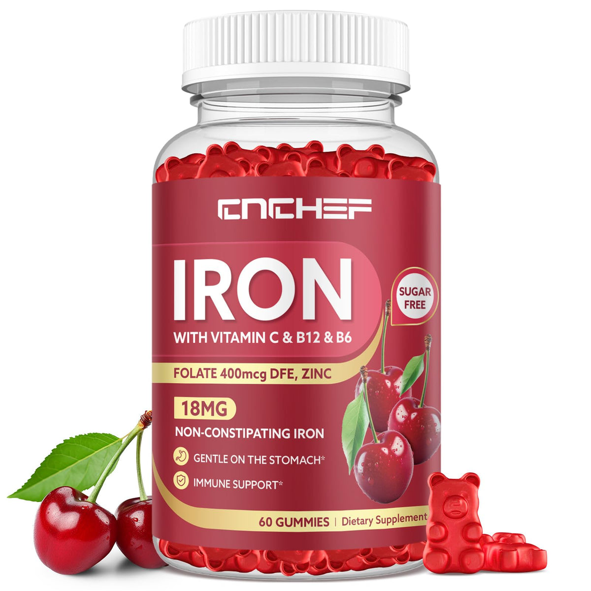 CNCHEF Gummies Fer Cerise 60 gummies en boîte