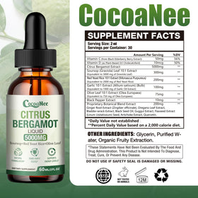 CocoaNee Citrus Bergamot 5000MG, gouttes liquides sur une table