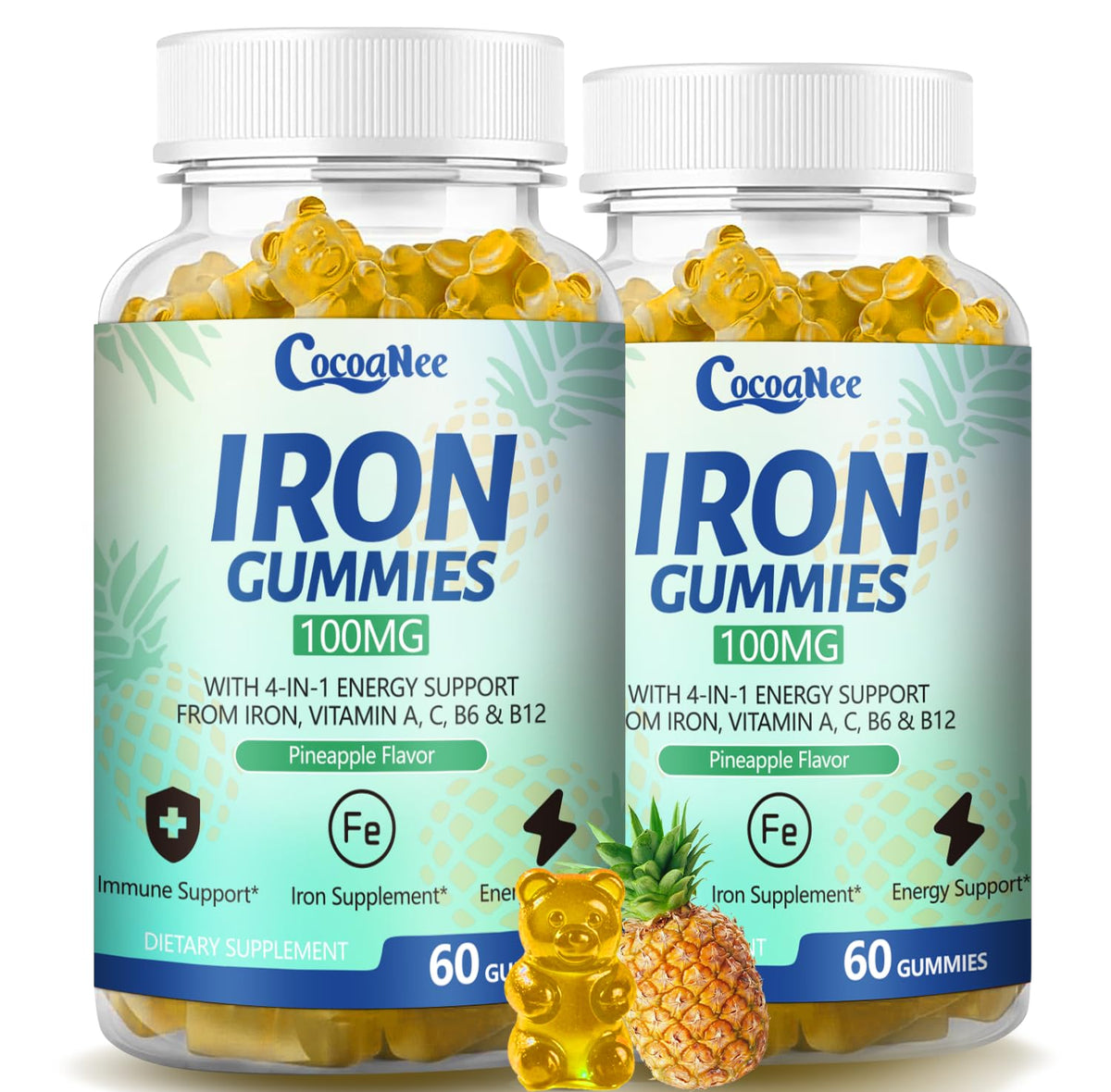 CocoaNee Fer Gummies 100MG 120 Cts boîte avant vue