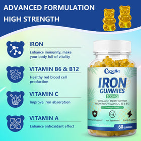 CocoaNee Fer Gummies 100MG 120 Cts ingrédients sur l'étiquette