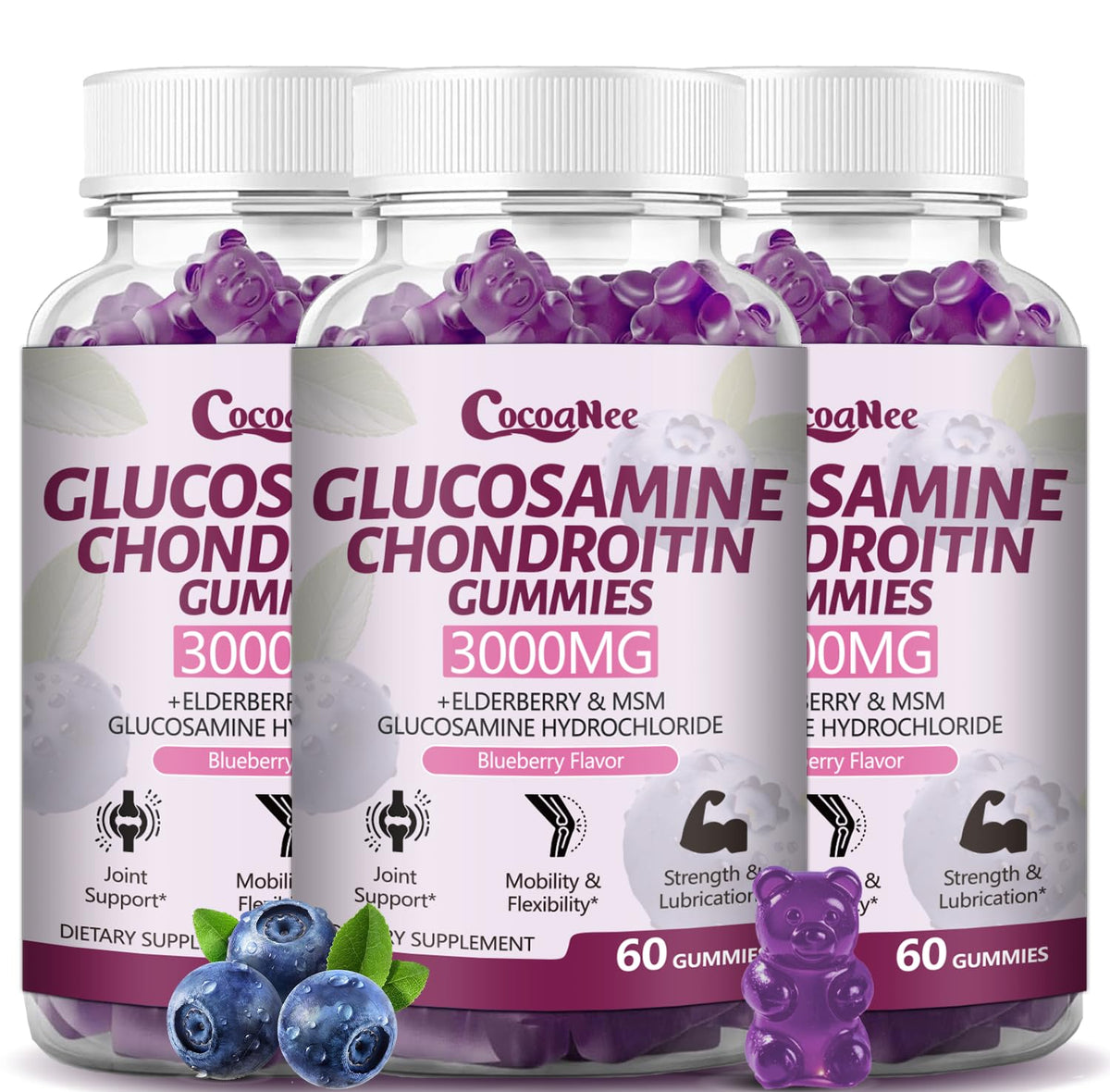 CocoaNee Gummies de Glucosamine Chondroïtine 3000MG - vue de face