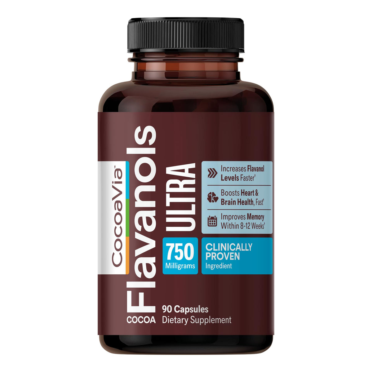 CocoaVia Flavanols de Cacao 750mg - vue avant de l'emballage