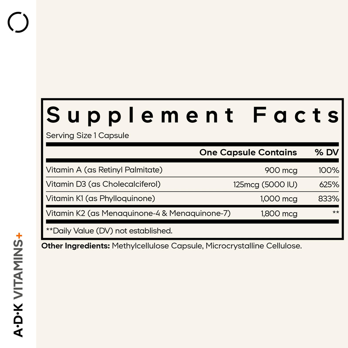 Codeage ADK Vitamines A, D3, K1 et K2 - Capsules vue de près
