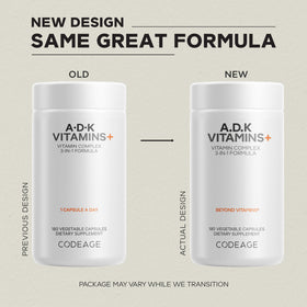 Codeage ADK Vitamines A, D3, K1 et K2 - Flacon arrière