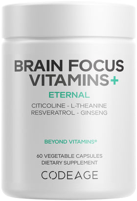 Codeage Brain Focus Vitamins+ 60 capsules vue avant