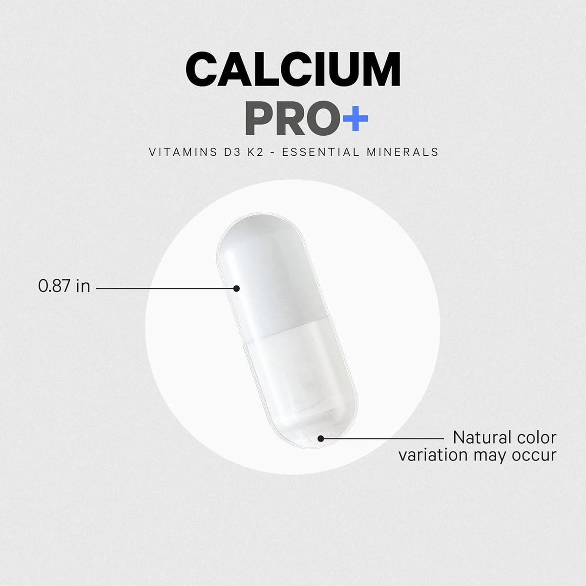 Codeage Calcium Pro+ 250mg flacon ouvert montrant les capsules