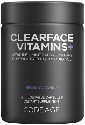 Codeage Clearface Vitamins 90 capsules vue avant avec étiquette