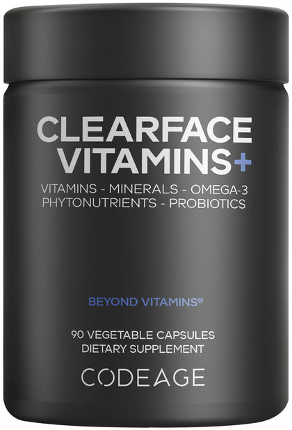 Codeage Clearface Vitamins 90 capsules vue avant avec étiquette