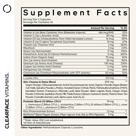 Codeage Clearface Vitamins capsules ouvertes sur une table