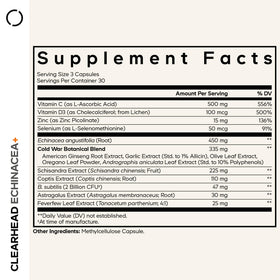 Codeage Clearhead Échinacée capsules avec étiquette