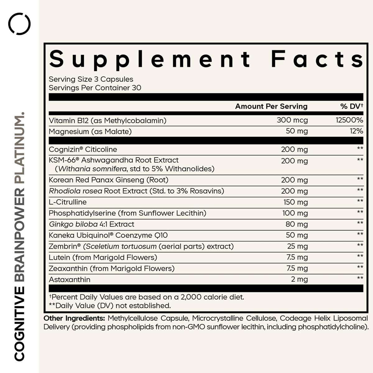 Codeage Cognitive Brainpower capsules avec étiquette visible