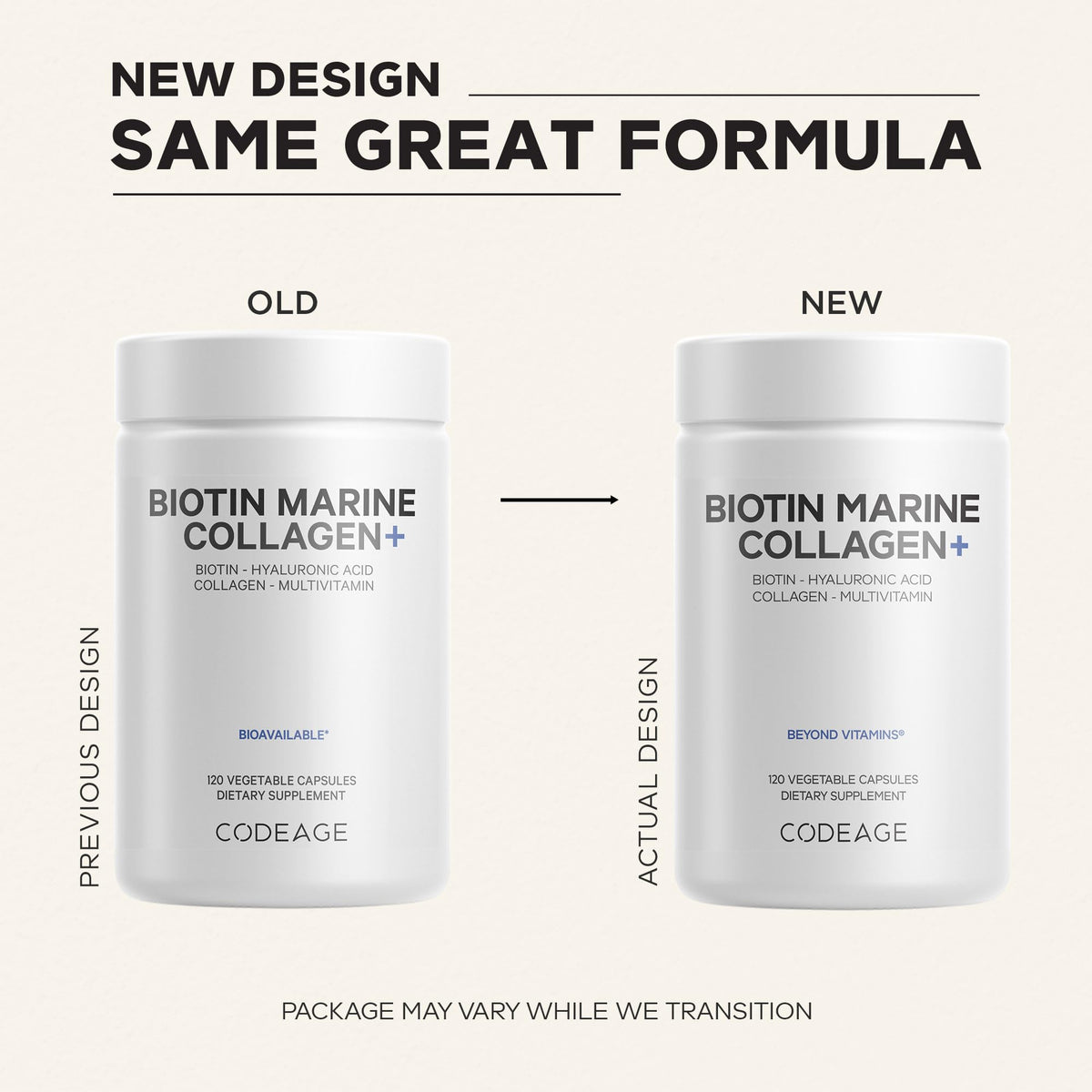 Codeage Collagène Marin Biotin 120 Capsules - bouteille ouverte