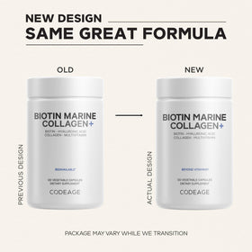 Codeage Collagène Marin Biotin 120 Capsules - bouteille ouverte